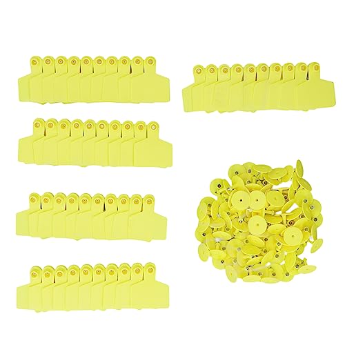 100pcs Cattle Ear Tags, Plastic Livestock Ear Tag Animal Identification Ear Tags Animal Tag for Cows Sheep Pig Ear Tag Yellow