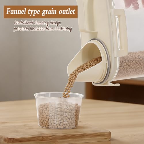 2 Pcs 3.17 Qt/3 L Bird Seed Storage Container Airtight- Portable Plastic Pet Food Container with Measuring Cup, Clear Wild Bird Seed Dispenser for Birds Pets Food Chicken Seed Storage, BPA Free