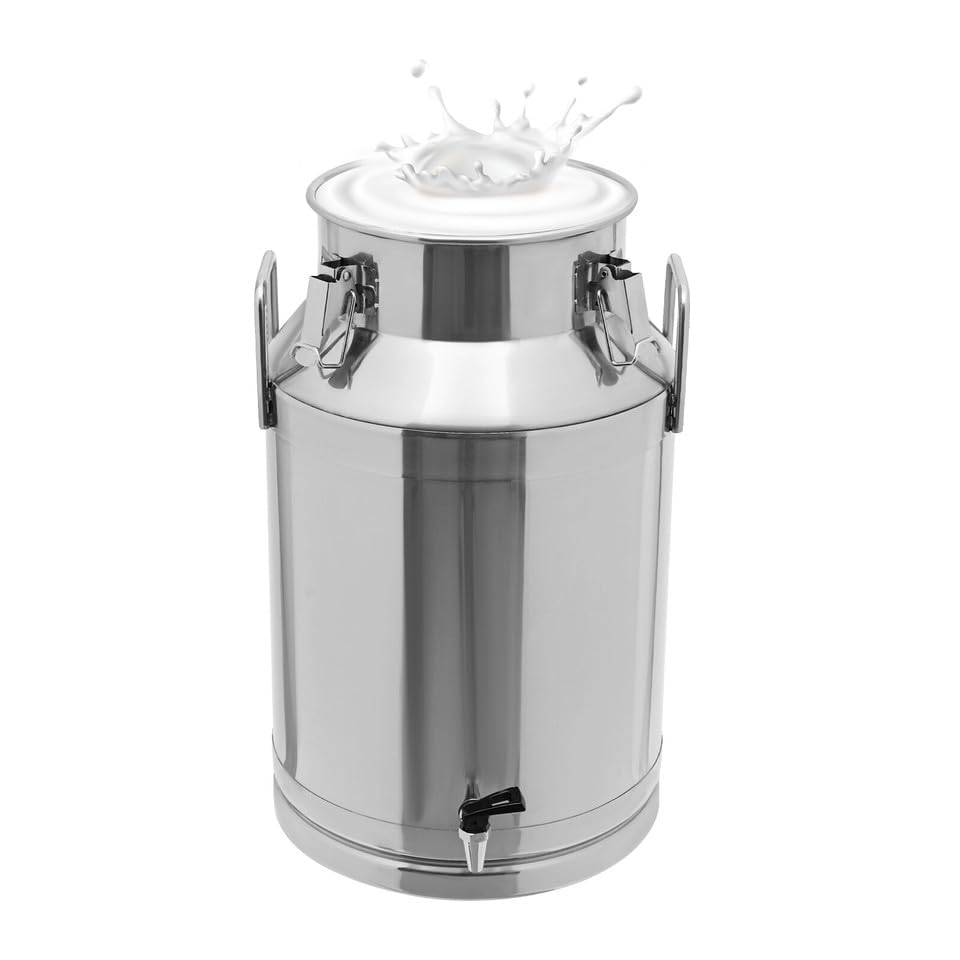 40L/10.57Gal 201 Stainless Steel Milk Can with Faucet and Sealed Lid, Heavy Duty Milk Jug Bucket for Milk Storage, Liquid Container for Water Wine Oil – Farm Kitchen Home Use (40L) - size: 40L
