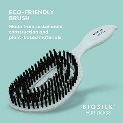 BioSilk for Dogs Eco-Friendly Boar Hair Bristle Brush in Mint Green | Easy to Hold Ergonomic Handle Dog Brush for Shedding | Best Pet Brush for Dog Grooming - 48 Pack - size: 48 Count