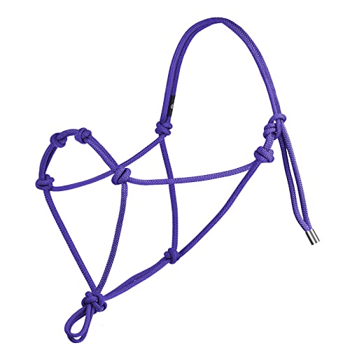 Harrison Howard Super Sturdy Horse Rope Training Halter with 4 Knot 1/4" Stiff Halter Cord - color: Purple, size: Small