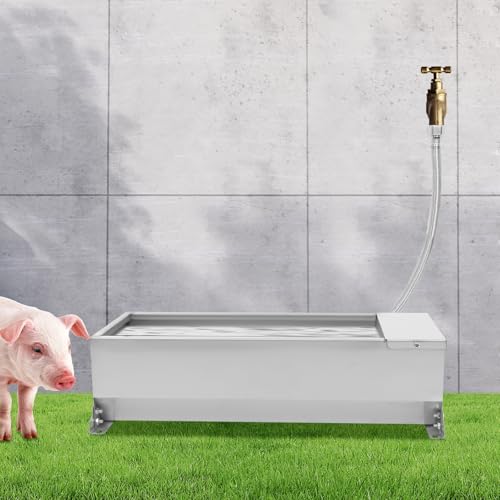 Automatic Livestock Water Tank,Large Capacity Self Filling Dog Waterer Tank Animal Drinking Water Bowl Stainless Steel with Hose for Dog Horse Goat Pig Cow