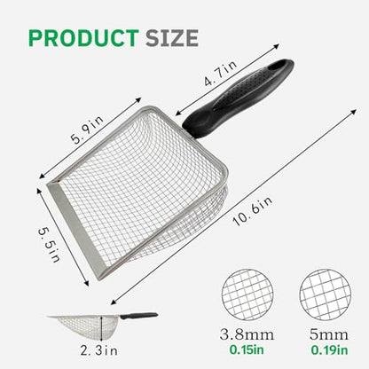 2 Pack Chicken Poop Scooper for Coop, Mesh Sifting Shovel with 3.8mm & 5mm Holes, 5.5" Metal Chicken Coop Rake and Scoop Cleaning Tool, Scooper Shovel for Sifting Sand, Litter, Chicken Supplies (5.5") - size: 5.5" 2 Set