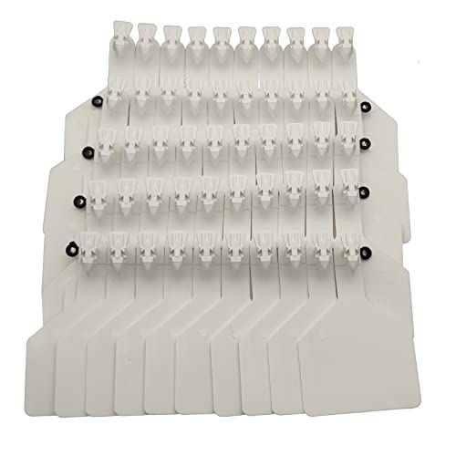 TPU Blank One-Piece Cattle Ear Tags, White, 50 Count | Z Blank Ear Tags, Large Livestock Identification, For Cattle, Cow, Sheep, Hog, 4.3" L × 3" W - style: White