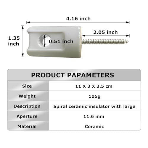 16 Pack Electric Fence Insulator Porcelain Insulator, Heavy Duty Ceramic Lag Screw Insulator Porcelain Lag Screw Insulator, Suitable for Wood Post Wire Farm Fencing Supplies - style: 16 PCS