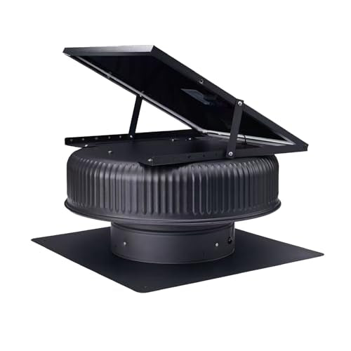 12" Solar Attic Fan, 42W Adjustable Solar Roof Vent Fan | Remote 3 Speed Control, Auto Start Over 25°C, 1200 CFM, MPPT Controller, For Attic, Garage, Warehouse - color: Black+Square 1