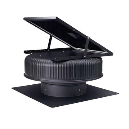 12" Solar Attic Fan, 42W Adjustable Solar Roof Vent Fan | Remote 3 Speed Control, Auto Start Over 25°C, 1200 CFM, MPPT Controller, For Attic, Garage, Warehouse - color: Black+Square 1