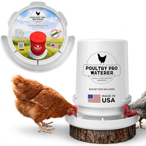 Poultry Pro Chicken Waterer for 5 Gallon Bucket - Hands-Free Gravity Fed Water for Chicken, Ducks & Small Birds, DIY Poultry Waterer, Chick Feeder, Fits Standard 5 Gallon Buckets (Bucket Not Included)