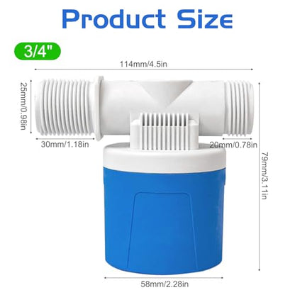 3/4" Side Inlet Water Float Valve, 2 Pack Automatic Water Level Control Valve For Water Tank Water Trough Pool Livestock Troughs Distille Solar Energy Auto Pot Aquarium - size: 3/4" Side Inlet (2 Pack)
