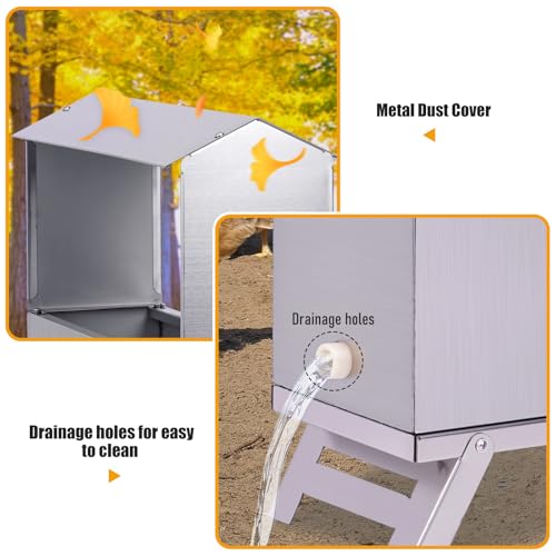 Chicken Waterer 1.5 Gallon Automatic Water Dispenser for Poultry | Chicken Water Feeder with Float Valve Kits | Stainless Steel | With Legs | Anti-Roost Lid | for Ducks, Turkeys, Quail