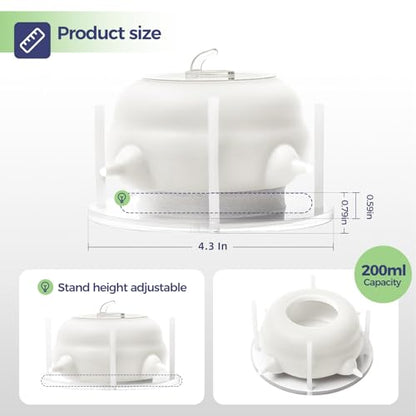 200ml Silicone Multi-Pet Milk Feeder with 4 Nipples(White) | Feeds 4 pets at once! Silicone, Stable base, Smooth milk flow. Leak-proof needles seal unused nipples. Includes syringe. - color: White, size: 200ml