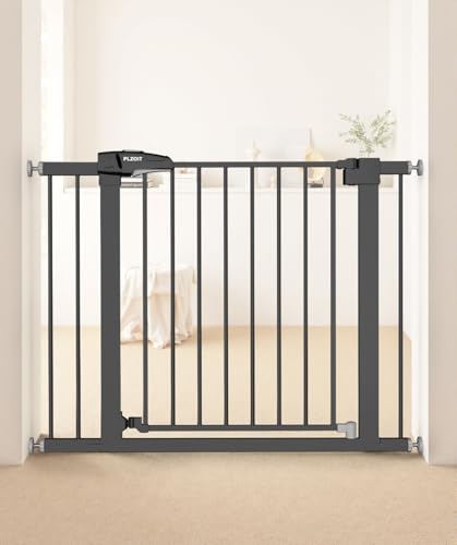 Baby Gate for Stairs, 29.5-40.5" Dog Gate for Doorways, Walk Thru Auto Close Metal Child Gate for The House, Stairs and Doorways, Pressure Mounted Pet Gate for Dog Indoor (Black) - color: Black, size: 29.5-40.5"W x 30.5"H
