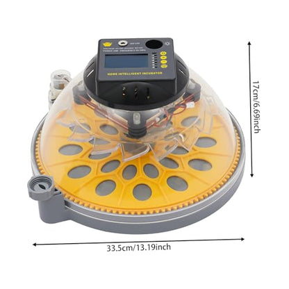 12 Egg Incubator with Automatic Egg Turning & Humidity Control, LCD Display Temp Humidity, Dual Power Ac/Dc with External Battery Cable for Hatching Chicken Duck Eggs Home Farm