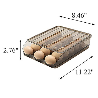 Egg Holder for Refrigerator Auto Scrolling Organizer Plastic Stackable Storage Container Reusable Clear Tray Box Basket Bin Lid Drawer Carrier Keeper(1 Layer) - size: 1 layer