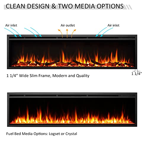 LegendFlame Austin in Wall Recessed & Wall Mounted Electric Fireplace (72") - size: 72"