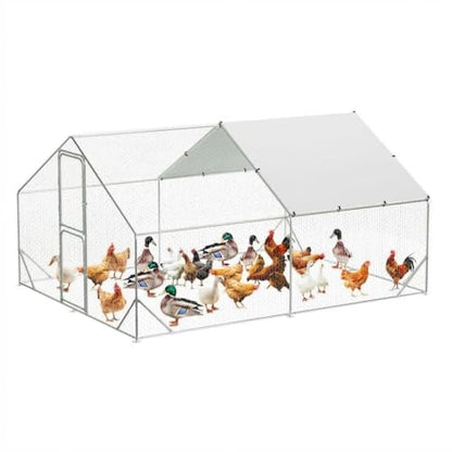 9.8X13.1x6.6FT, Large Walk in Chicken Run Pen Cage, Metal Coop Clearance with Double Door, Chicken Runs for Yard with Cover, Outdoor Cages for Chickens and Range Poultry, Large Chicken Coops - size: 9.8 x 13.1 x 6.6 ft