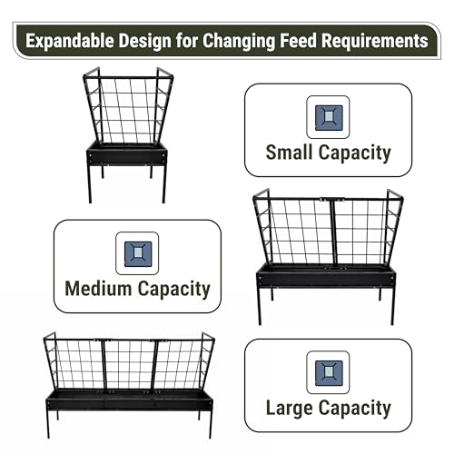 FEBTECH 42.5 Gallon Outdoor Pasture Goat Hay Feeder, Heavy Duty Powder-Coated 2 in 1 Hay Rack, Size-Adjustable Modular Design, Expandable Hay Feeder for Goats Horse Sheep Cattle Deer Barn & Pasture.. - size: 42.5 Gallon - Pasture