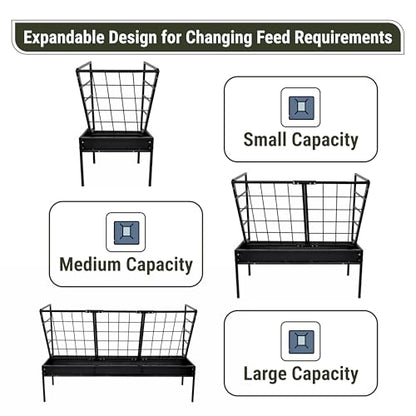 FEBTECH 42.5 Gallon Outdoor Pasture Goat Hay Feeder, Heavy Duty Powder-Coated 2 in 1 Hay Rack, Size-Adjustable Modular Design, Expandable Hay Feeder for Goats Horse Sheep Cattle Deer Barn & Pasture.. - size: 42.5 Gallon - Pasture