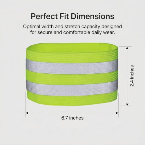 Reflective Safety Bands Adjustable Reflector Straps for Wrist Arm Ankle and Leg High Visibility for Night Cycling and Running - color: green