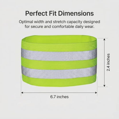 Reflective Safety Bands Adjustable Reflector Straps for Wrist Arm Ankle and Leg High Visibility for Night Cycling and Running - color: green
