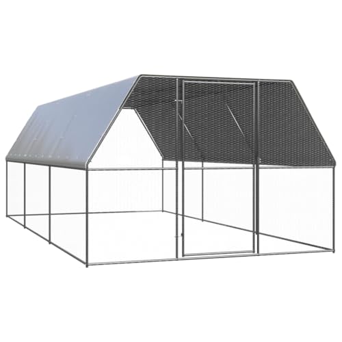 118"x118"x79" Galvanized Chicken Coop, Lockable Doors, Steel Frame Weatherproof Hen Run for 10+ Birds - color: Silver-A, size: 118.1 x 118.1 x 78.7 in (W x L x H)