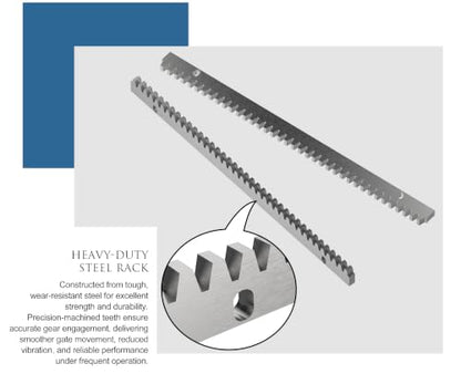 Blütezeit Galvanized Steel Gear Rack 8mm Thickness 1.64ft 2 Pieces Including Mounting Hardware Total 3.28 Feet Teeth Track for Sliding Gate Operator - size: 2-Pack Racks
