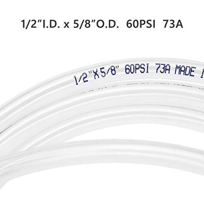 Eastrans Clear Vinyl Tubing Flexible PVC Tubing, Hybrid PVC Hose, Lightweight Plastic Tube, by 1/2 Inch ID, 10-Feet Length - size: ID 1/2 INCH, style: 10 Feet