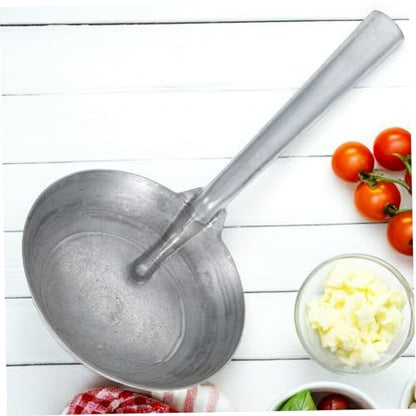 Iron Water Ladle with Handle Heavy Duty Grain Scoop for Livestock and Gardening Polished for Smooth Use Portable Water Spoon for Farm Feeding and Mixing Tasks