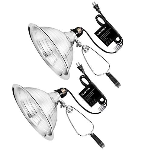 VIVOSUN Clamp Lamp Light with Detachable 8.5 Inch Aluminum Reflector up to 150 Watt E26 Socket (No Bulb Included), 6 Feet Cord, UL Listed, Pack of 2 - size: 8.5 Inch-2 Pack