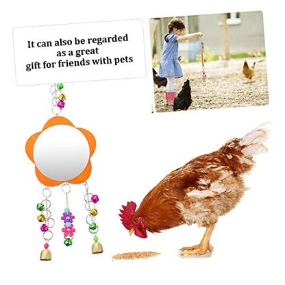 BESPORTBLE 1pc Hanging Mirror Toy for Birds and Chickens Bells Rooster Plaything Parrot Swing Mirror for Coop and Brooder Fun Pet Supplies