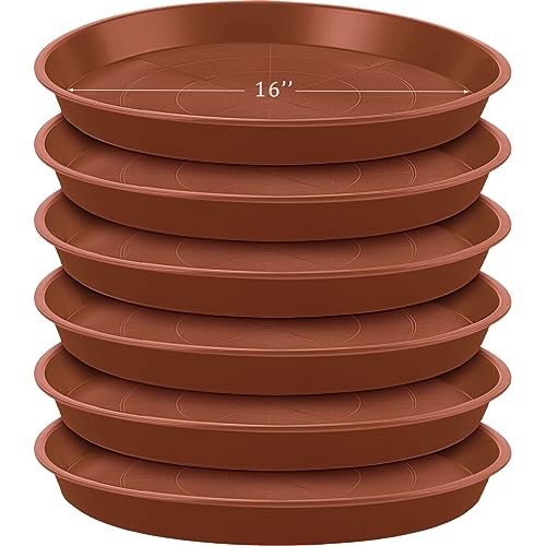 Eccliy 6 Pack Plastic Plant Saucer Heavy Duty Planter Saucers Large Plant Pot Saucers Plastic Water Trays for Indoors and Outdoors Flower Plant Plant Drip (Terracotta,16 Inch) - color: Terracotta, size: 16 Inch