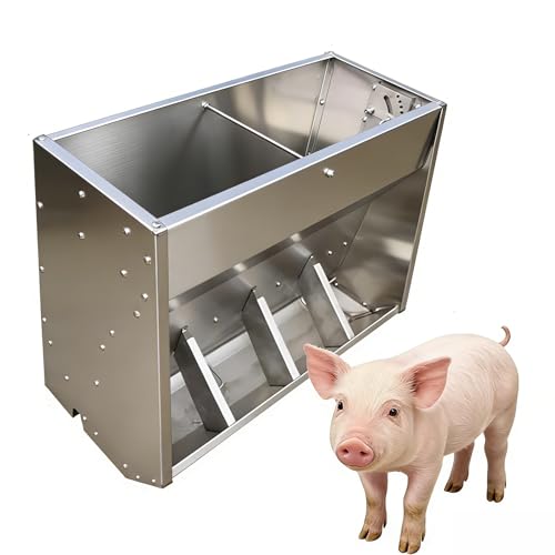 Hog Feeder for Pigs Heavy Duty Steel Piglets Feeder, Moisture Proof Piglet Creep Feeder with Self Feeder, Multipurpose Trough Creep Feeder Outdoor Livestock Feeder, for Barn, Farm,Silver,70cm - size: 70cm