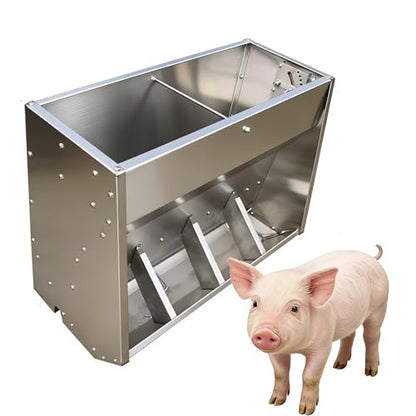 Hog Feeder for Pigs Heavy Duty Steel Piglets Feeder, Moisture Proof Piglet Creep Feeder with Self Feeder, Multipurpose Trough Creep Feeder Outdoor Livestock Feeder, for Barn, Farm,Silver,70cm - size: 70cm