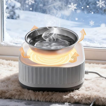 Heated Water Bowls for Animals, Outdoor Thermostatic Control Heated Water Bowls, Heateds Waters Bowl for Outside Animals Dogs Cats Rabbits Chickens Birds, Provides Warm Water in Winter (Grey) - color: Grey
