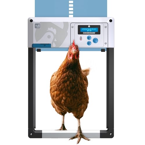 Automatic Chicken Coop Door Opener, ChickenGuard One in All 4 Colours, Timer/Light Sensing, Winter Mode, Auto-Stop & Predator Proof, 3 Power Options, Solar, Battery or Electric (Blue + Batteries) - color: Blue