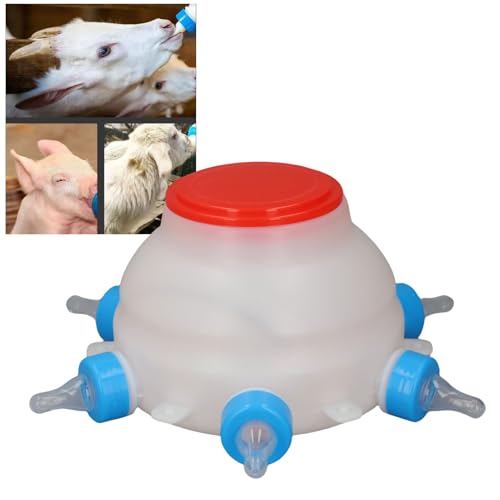 Haofy Automatic Lamb Feeding Bucket Adjustable Control, Portable Animal Milk Feeder with BPA Nipples Leak Proof Design for Piglets Sheep Goats Ideal for Farms Homesteads Veterinary Use