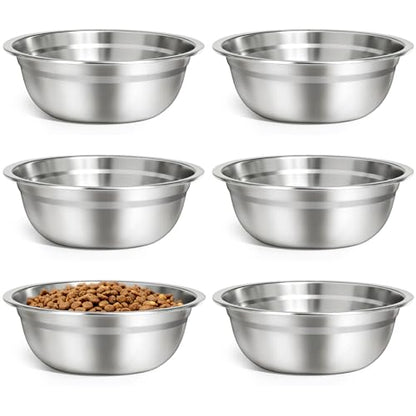 URPOWER 6 Pack 8" Stainless Steel Dog Bowls - 50oz Thickened Durable Pet Bowls for Food and Water, Fit for Elevated Dog Bowl Stand - size: 6 Pack