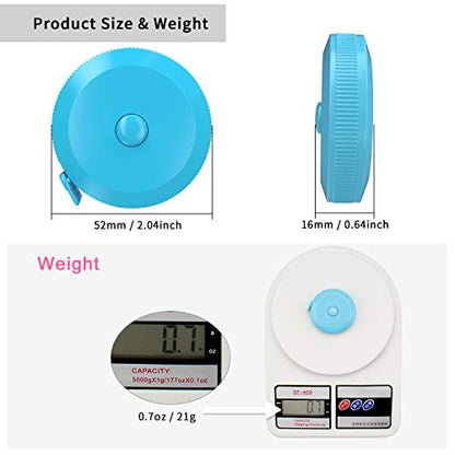 DiCUNO 60-Inch 1.5 Meter Soft and Retractable Tape Body Tailor Sewing Craft Cloth Dieting Measuring Tape (3 Pcs of Sky-Blue) - color: Sky Blue*3pcs