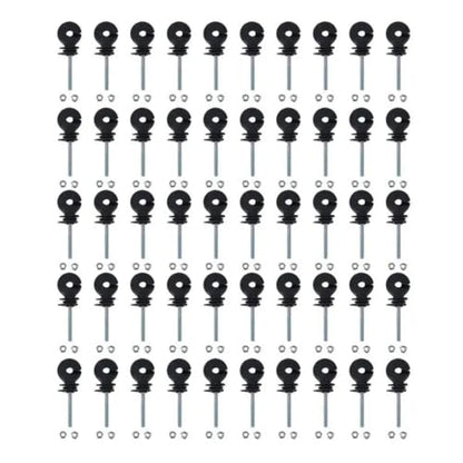 Electric Fencing Ring Insulators 50Pcs Flat Nut Insulators Electric Fence Threaded Insulation Spiral for Livestock