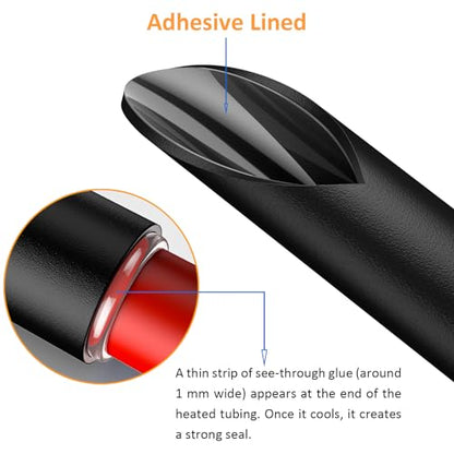 Heat Shrink Tubing Kit 355pcs - 3:1 Dual Wall Adhesive Lined - Electrical Waterproof Industrial Heat-Shrink Tubing Terminals- Marine Grade Wire Connector Shrink Wrap Tube - 3.15" Length - Black - size: 355pcs Black