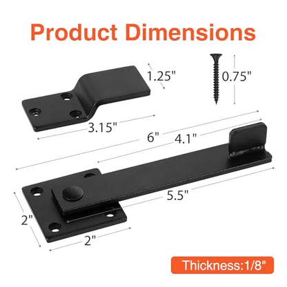 6" Barn Door Flip Latch, Sturdy Farm Flip Fence Gate Latch Iron Hardware, Gate Latch for Shed Door, Sliding Doors, Double Doors, Matte Black
