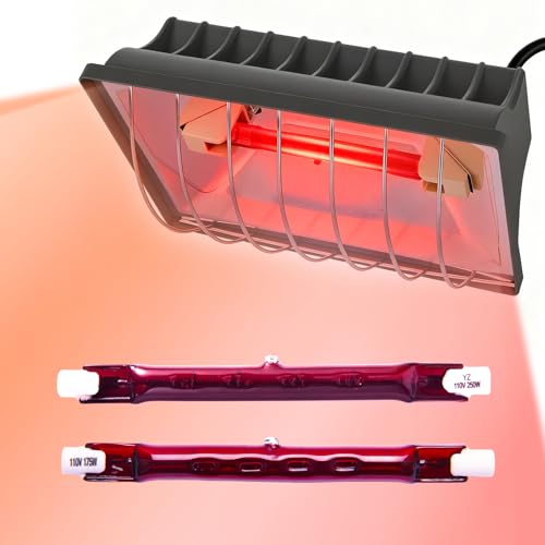 250W Chicken Coop Heat Lamp with Guard, Adjustable Temperature Brooder Heater, 175W/250W Infrared Heating Lamp for Chicks, Ducklings, Poultry, Livestock & Small Pets - size: 1 Pack