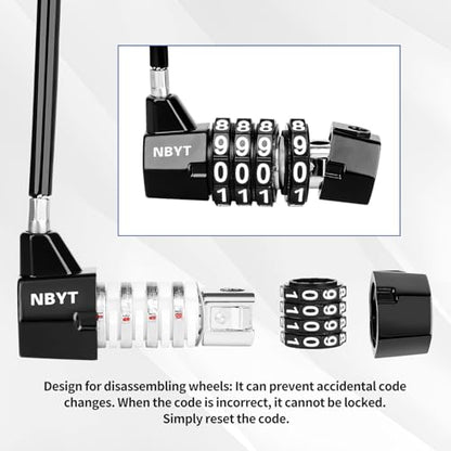 Cable Locks with Combination,Steel Cable Rope Wire 4-Digit Combination Lock with Resettable Code for Bikes, Lockers, File Cabinets, Wardrobes, Small Fences,gate Lock, Pool Padlock. - size: Span 3.5 in,Cable length 7*0.2 in