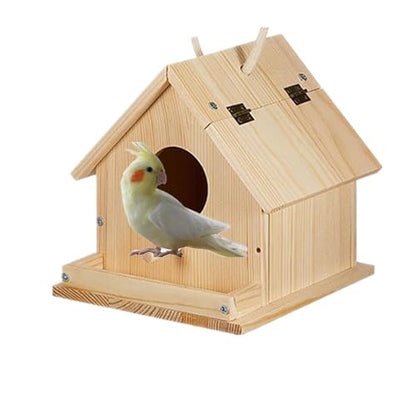 Parakeet Nest Warm Box, Bird Breeding Box, Parrot Wood House Nesting Box, Parrotlets Budgie Mating Box, Aviary Cage Box for Lovebirds, Cockatiel, with Birds Stand Perch (6 Inch) - size: 6 Inch