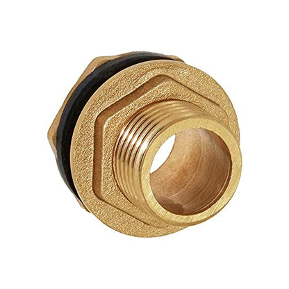 Joywayus 3/4" Male Thread Brass Water Tank Connector Bulkhead Tank Fitting With Rubber Ring Stablizing It - size: No Female - 3/4" Male