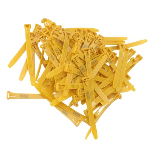 ZJchao Chicken Leg Bands, Adjustable Plastic Poultry Identification Leg Rings with Clear Colorfast Number Engraving for Duck Goose Chicken (Yellow) - color: Yellow