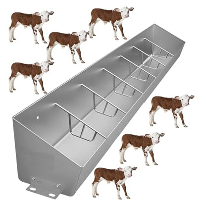 Poultry Trough Feeder for Cattle/Goat/Pig 4 to 6 7-Compartment Livestock Feeding Trough Heavy Duty Stainless Steel Sheep Pens/Swine Farms/Horse Stables Feed Slots - size: 6.5 ft Long/7 Bits