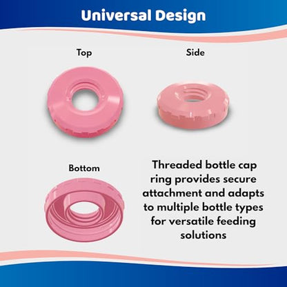 PF Bottle Cap Complete with Thriver Calf Teat – Threaded Nurser Cap with Ring for Calf Feeding Bottles – Durable Replacement Cap Assembly for Livestock Milk Feeding