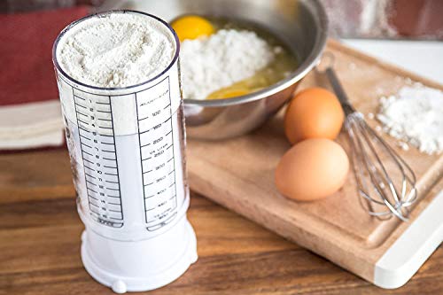KitchenArt 23401 2 Cup Adjust-A-Cup, Plastic, White | Plunger Measuring Cup | Measures Between 1/8 Cup to 2 Cup | Includes Conversions | Kitchen Gadget | Measures Solids & Liquids - color: White/Clear - 2 Cup