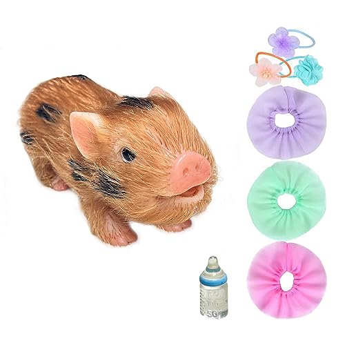 OtardDolls Lifelike Mini Pig Dolls, 5 Inch Full Silicone Soft Reborn Piggy Dolls Mini Realistic Newborn Cute Realistic Real Toddler Pig Toy with Toy Accessories for Happy Birthday, Christmas